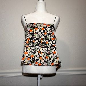 Urban Outfitters Black Motif Flower Tank Tops Large